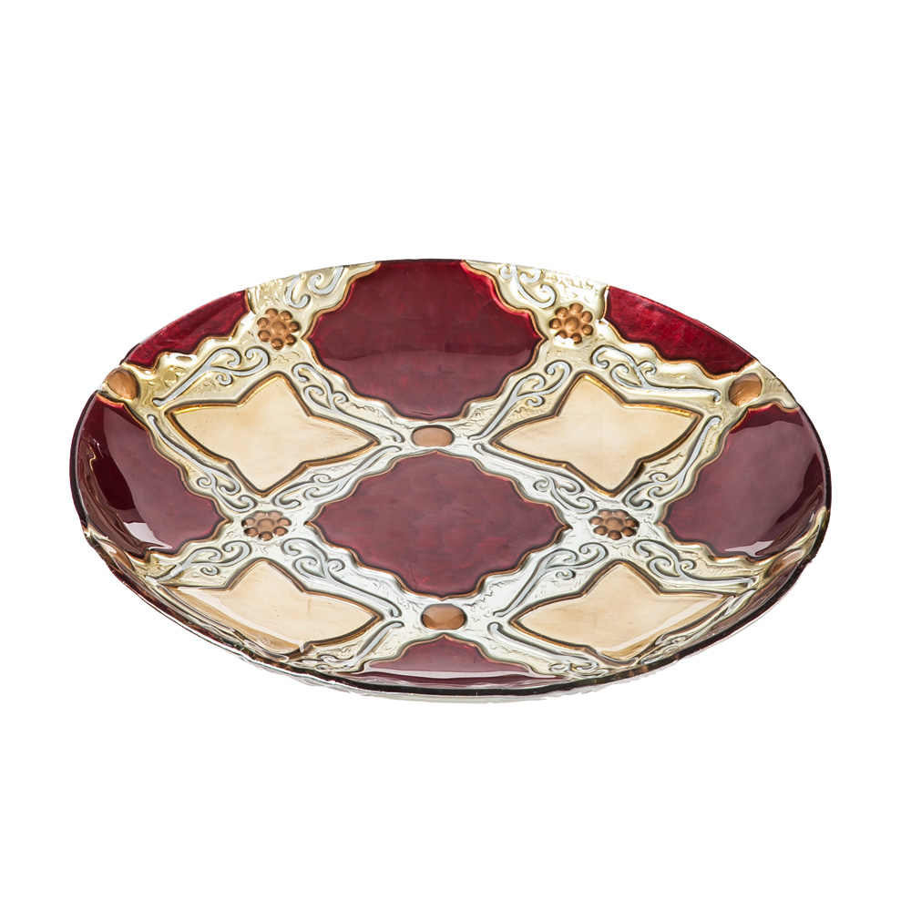 UPC 808412181627 product image for Red And Gold Holiday Diamonds Glass Birdbath And Metal Stand | upcitemdb.com