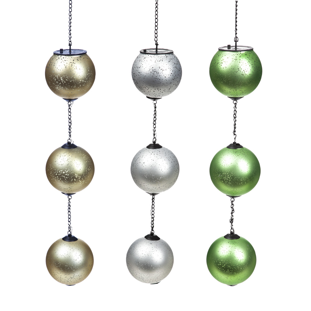 UPC 808412182471 product image for Solar Metallic Shimmer Hanging Frosted Glass Globes Set Of 3 | upcitemdb.com