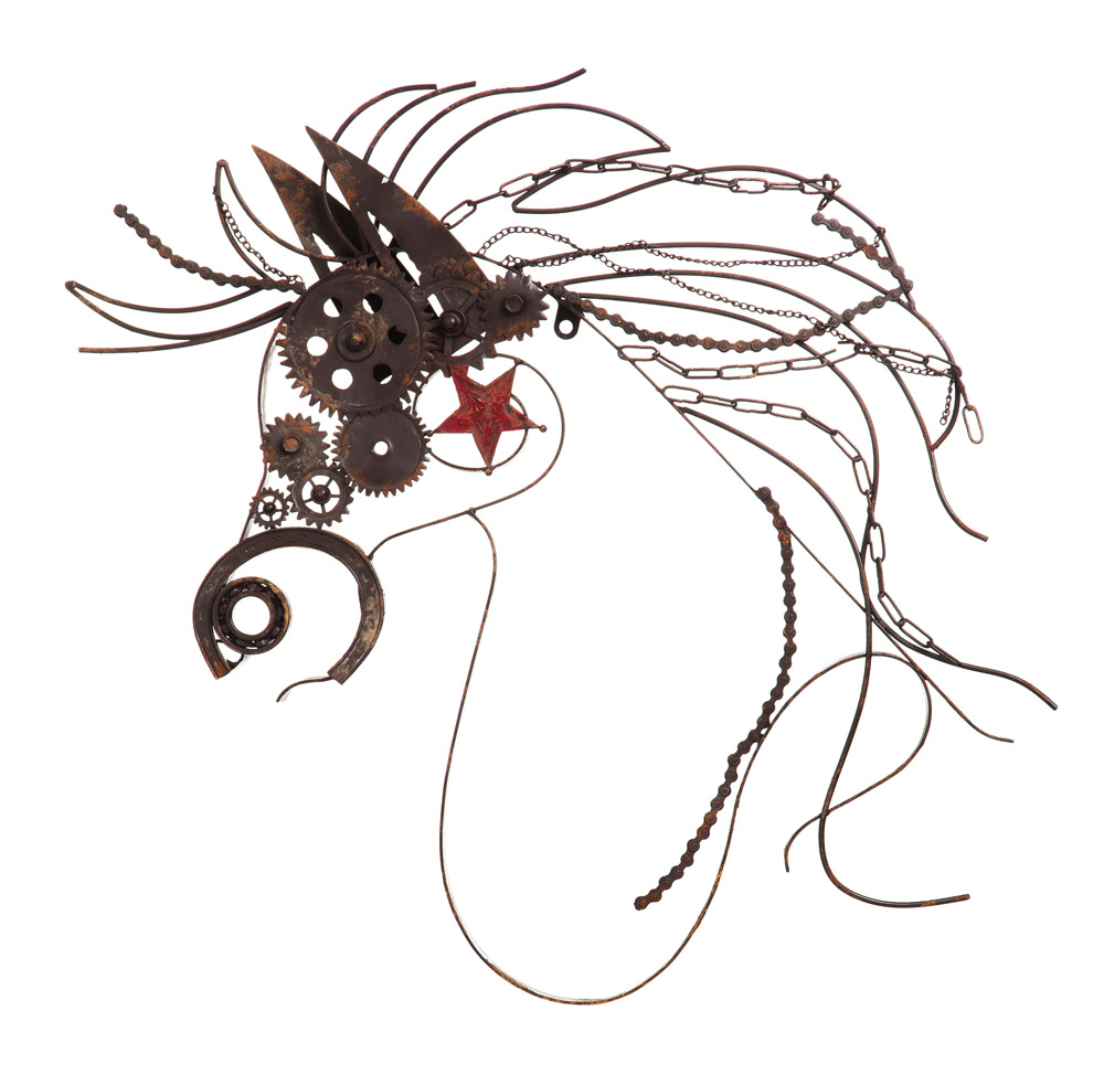 Rustic Large Metal War Horse Wall Decor With Bike Chain Myvee